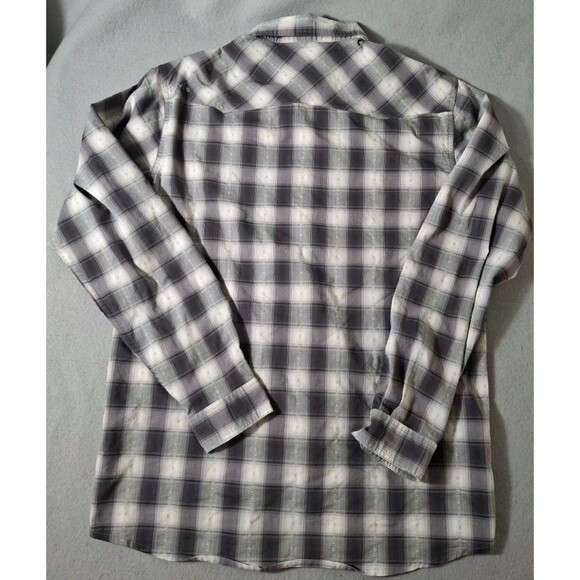 Orvis Shirt Mens Medium Gray Pearl Snap Dual Pockets Active Fit Plaid Western - Picture 8 of 10